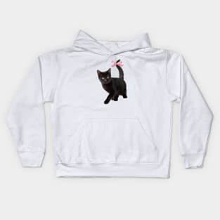 Cat with bow, coquette clothing, 90s Style T-Shirt, Pinterest Aesthetic Clothing, Cat lover Kids Hoodie